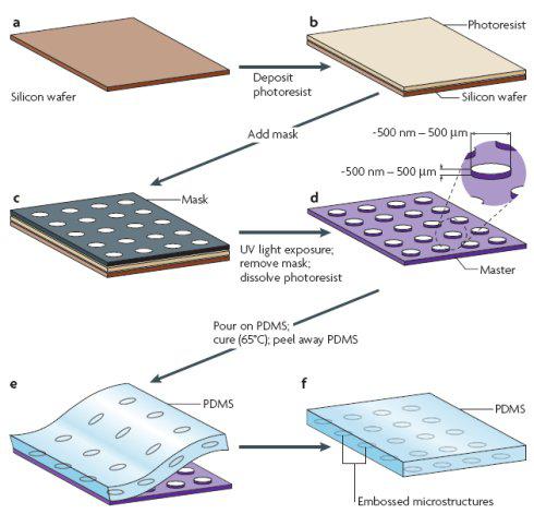 集成微結構的PDMS層的加工過程