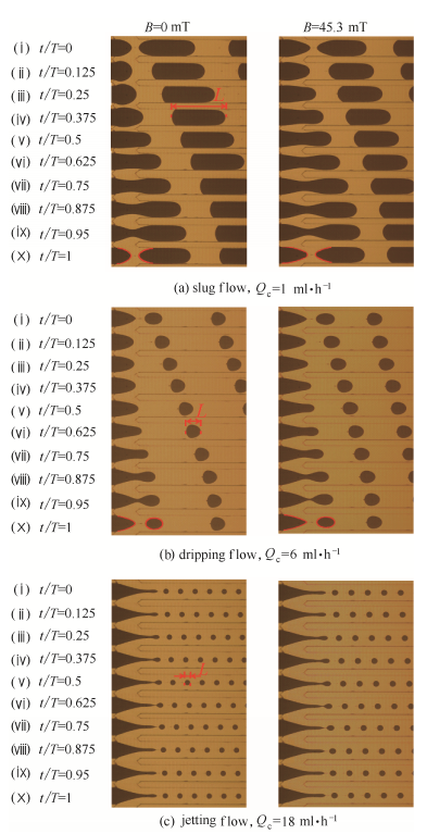  微通道內水基磁流體-礦物油兩相流流型及生成過程