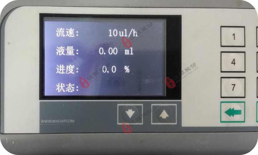  單通道微量注射泵使用工作運行界面顯示