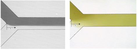 DI水和水基鐵磁流體（左）沒有磁鐵和（右）磁鐵之間的擴(kuò)散