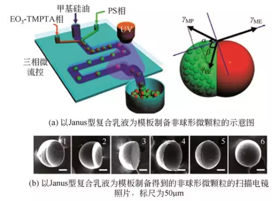 Janus型復(fù)合乳液模板法制備非球形微顆粒